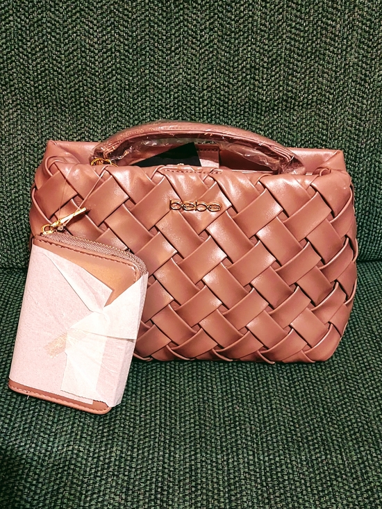 bebe Handbags - bebe Luca Woven Top-Handle Shoulder Bag in Mauve Brown